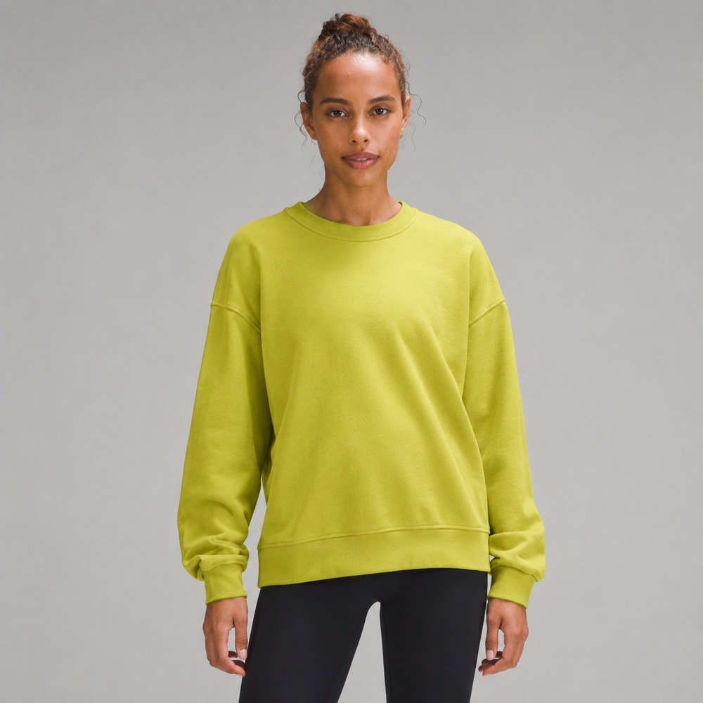 Lululemon Oversized Crewneck Pullover Sweatshirt Neon Chartreuse Sz 2